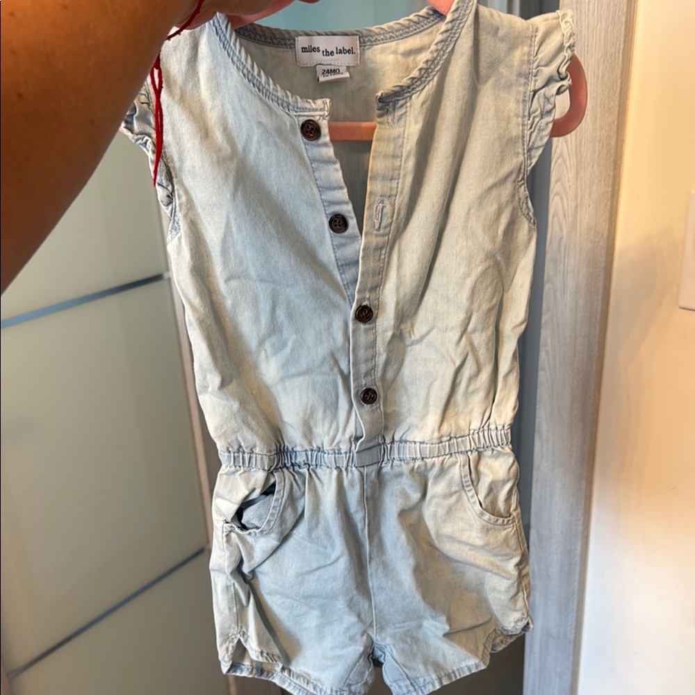 Denim Blue Kids Romper by Misha & The Label